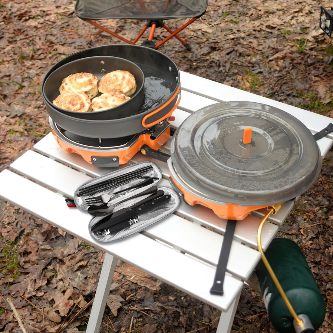Camping Cutlery Set 9-Piece Stainless Steel Travel Set