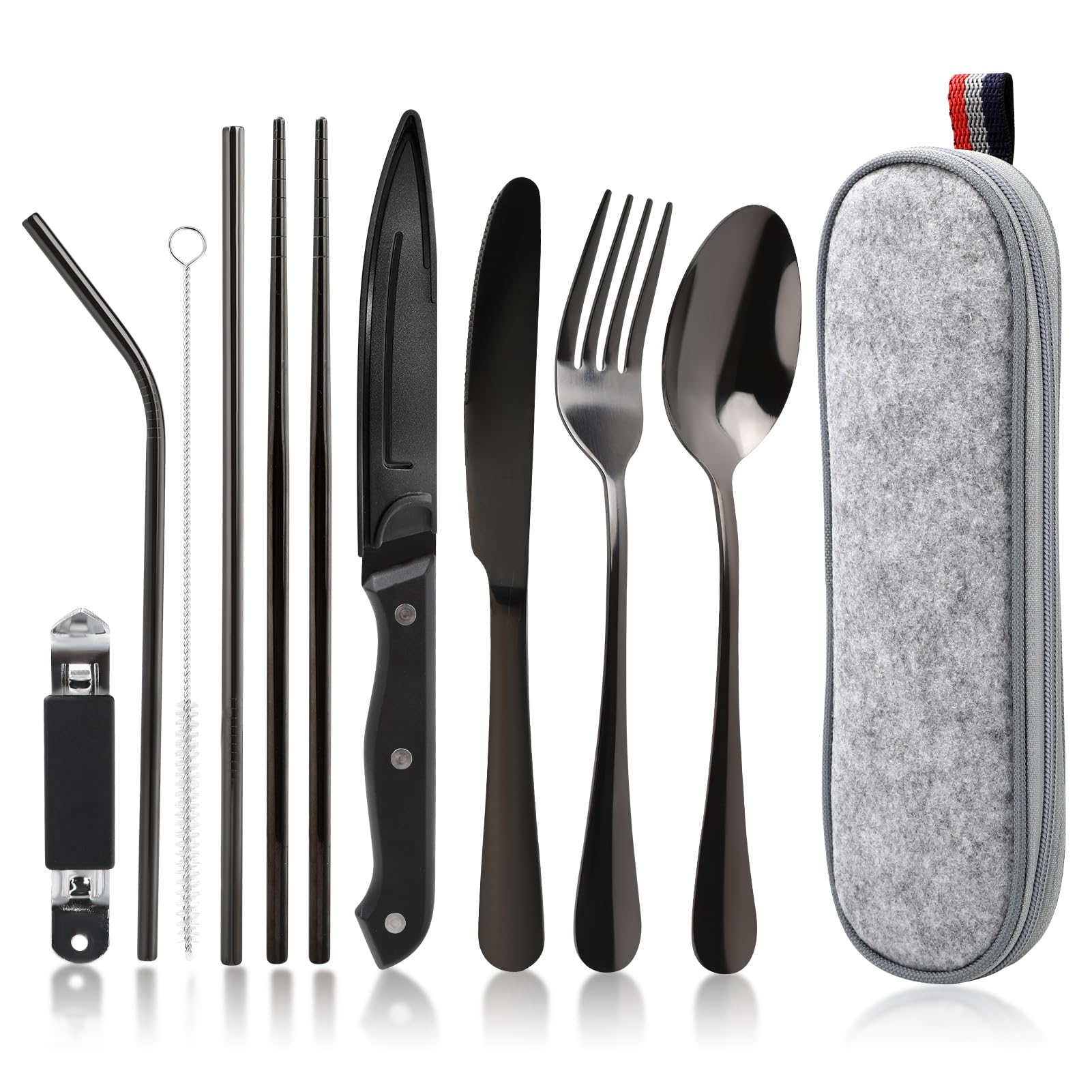 Camping Cutlery Set 9-Piece Stainless Steel Travel Set