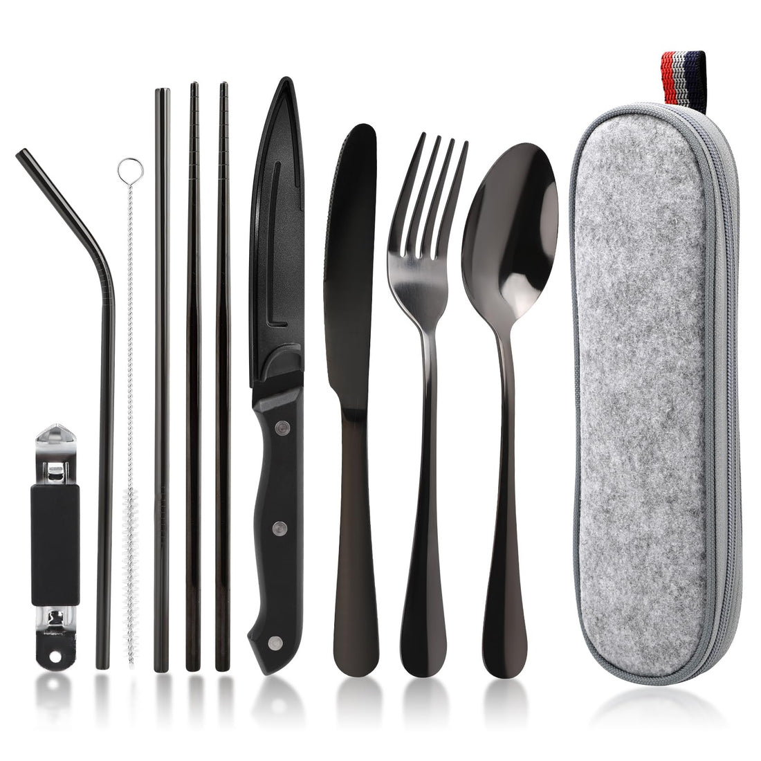 Camping Cutlery Set 9-Piece Stainless Steel Travel Set