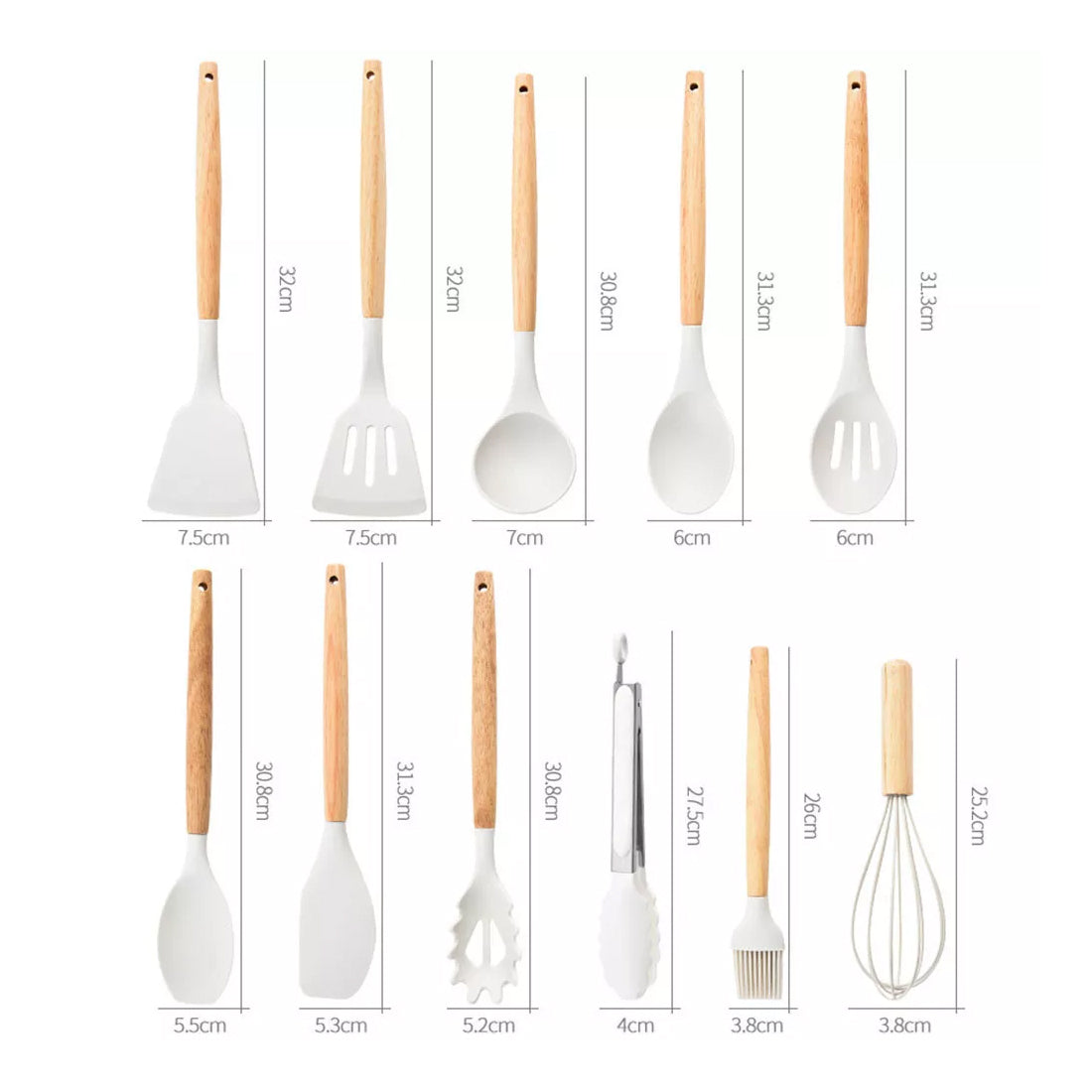 Non-Stick Silicone White Kitchen Utensil Set