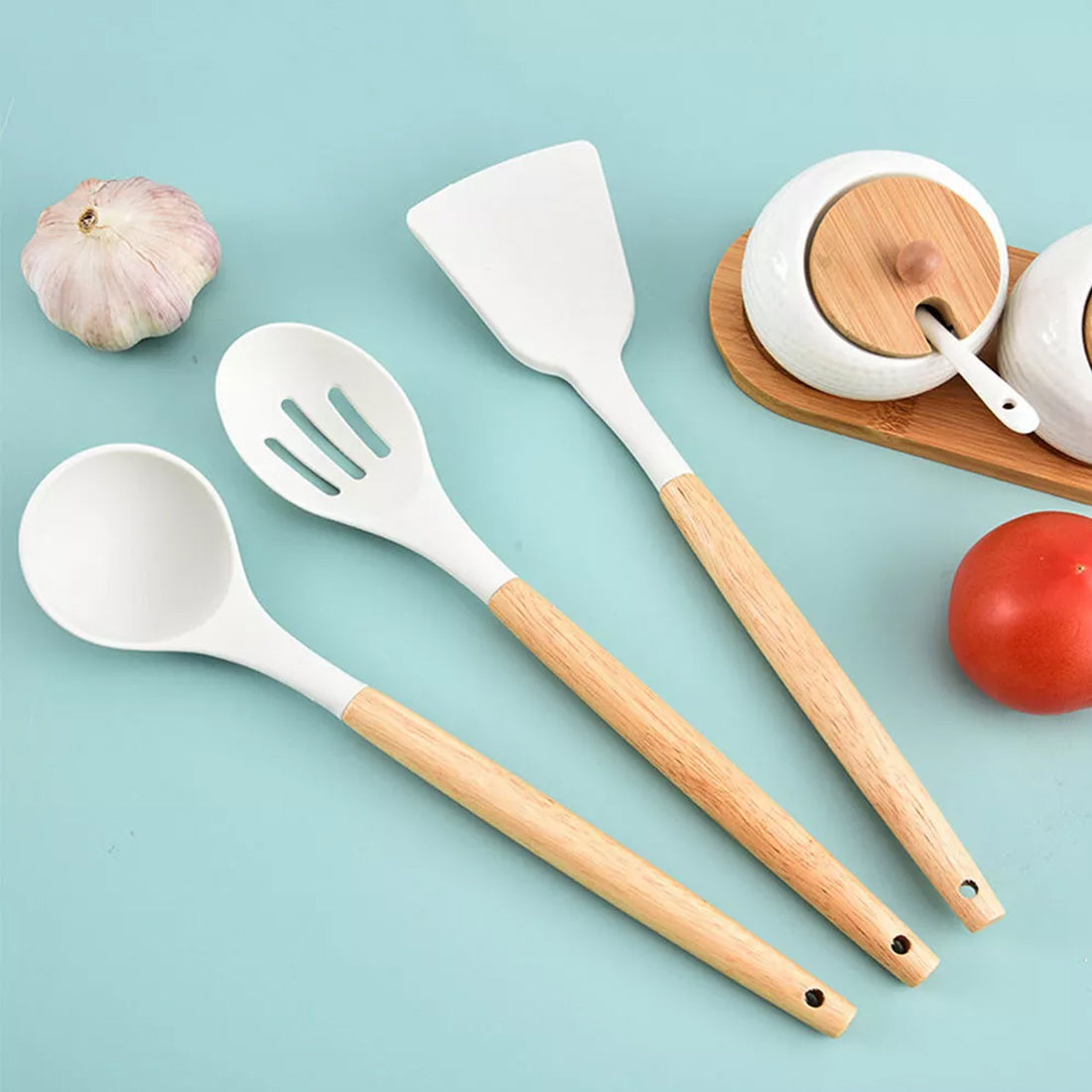 Non-Stick Silicone White Kitchen Utensil Set