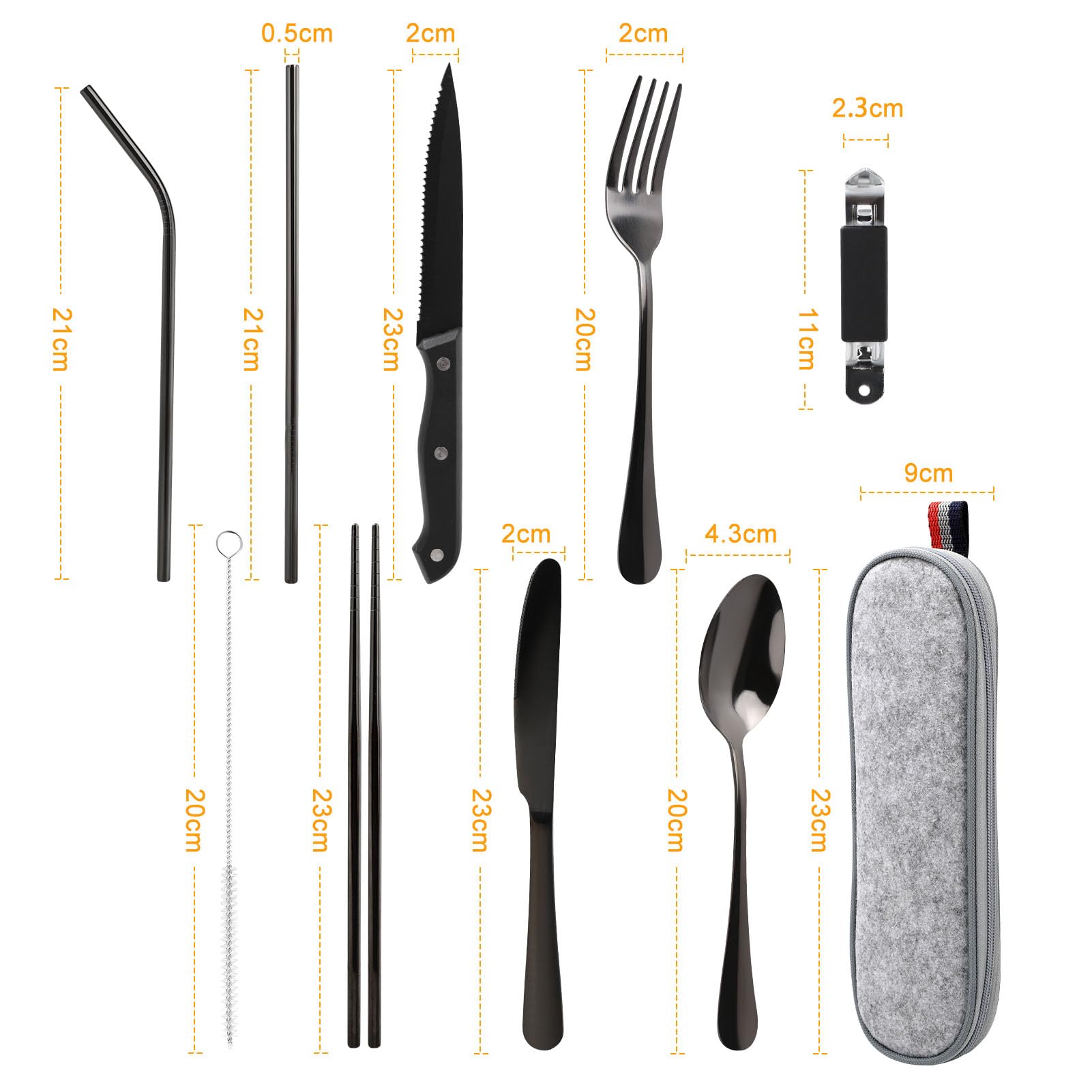 Camping Cutlery Set 9-Piece Stainless Steel Travel Set