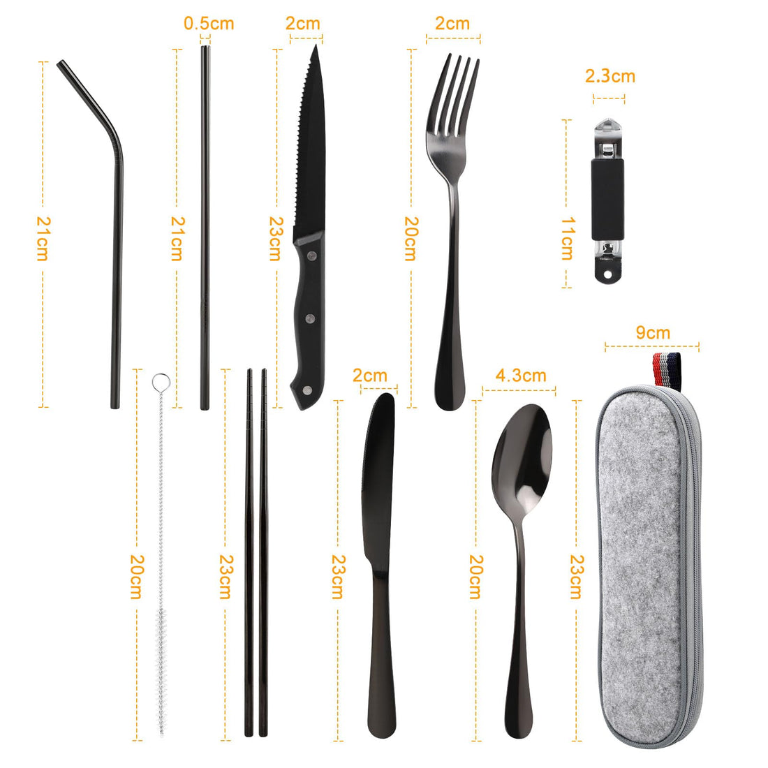 Camping Cutlery Set 9-Piece Stainless Steel Travel Set