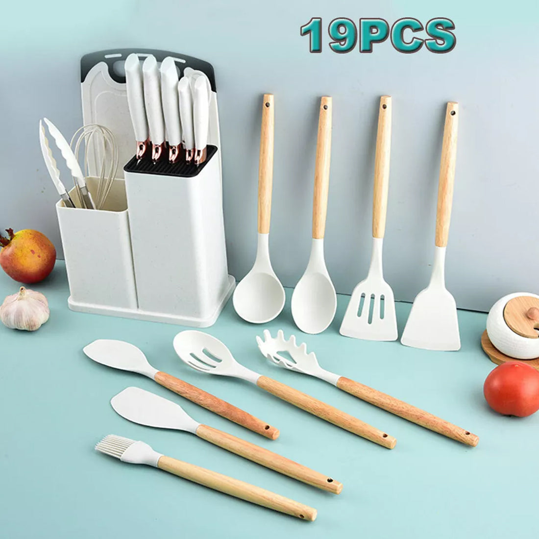 Non-Stick Silicone White Kitchen Utensil Set