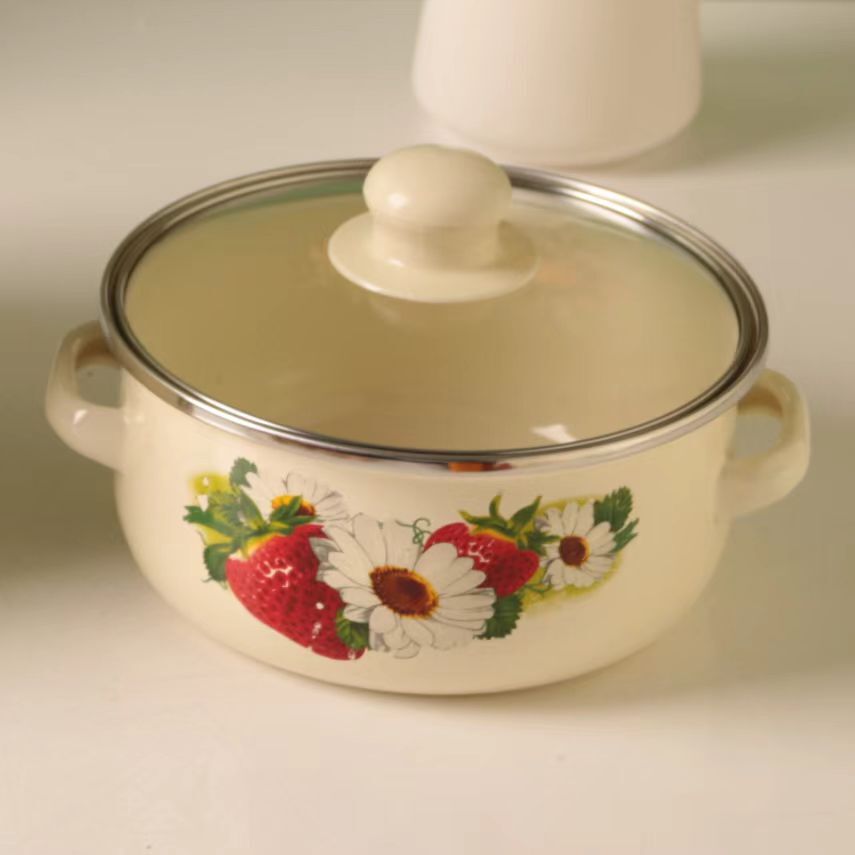 Enamel Stock Pot Set with Lids