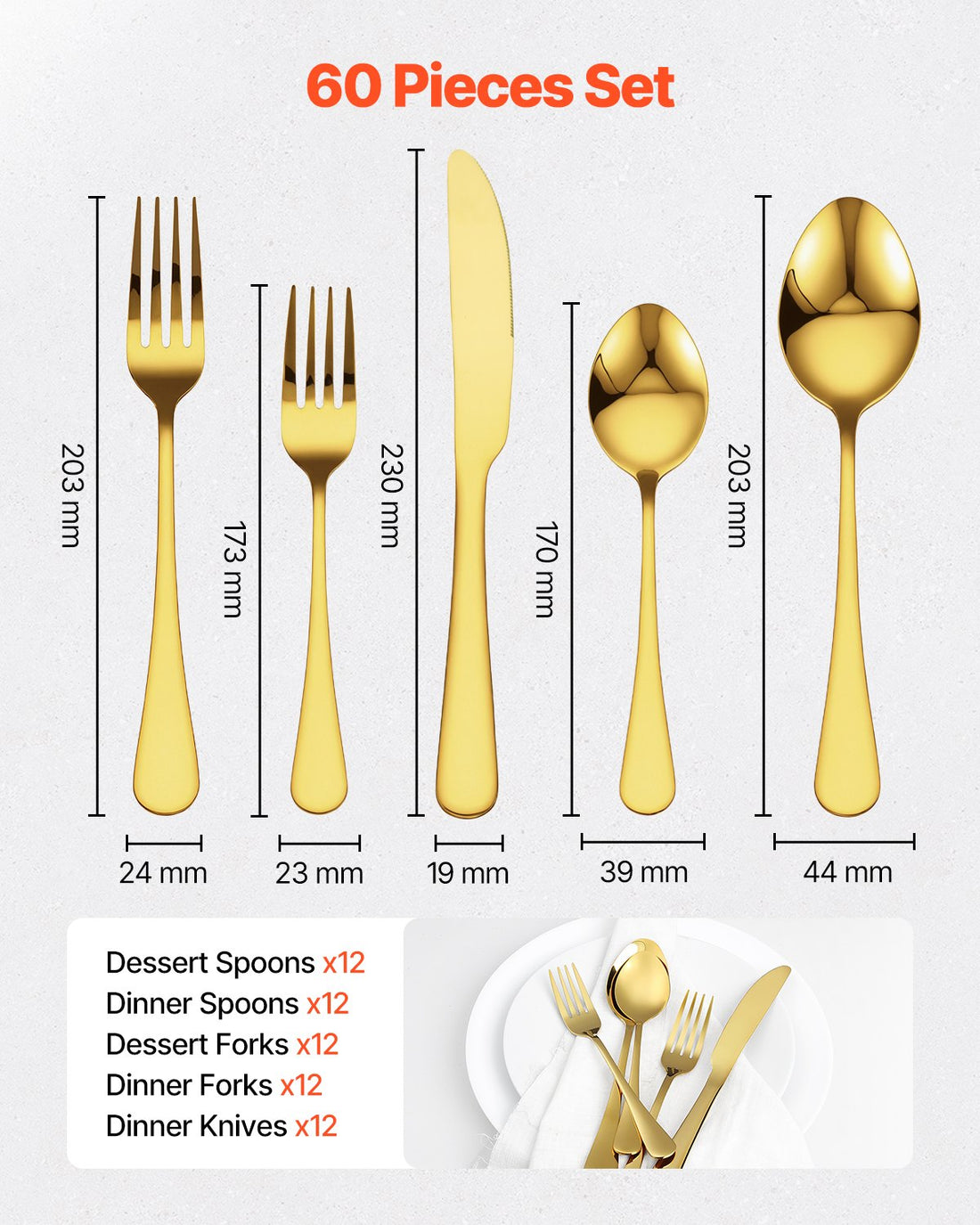 Stainless steel cutlery set
