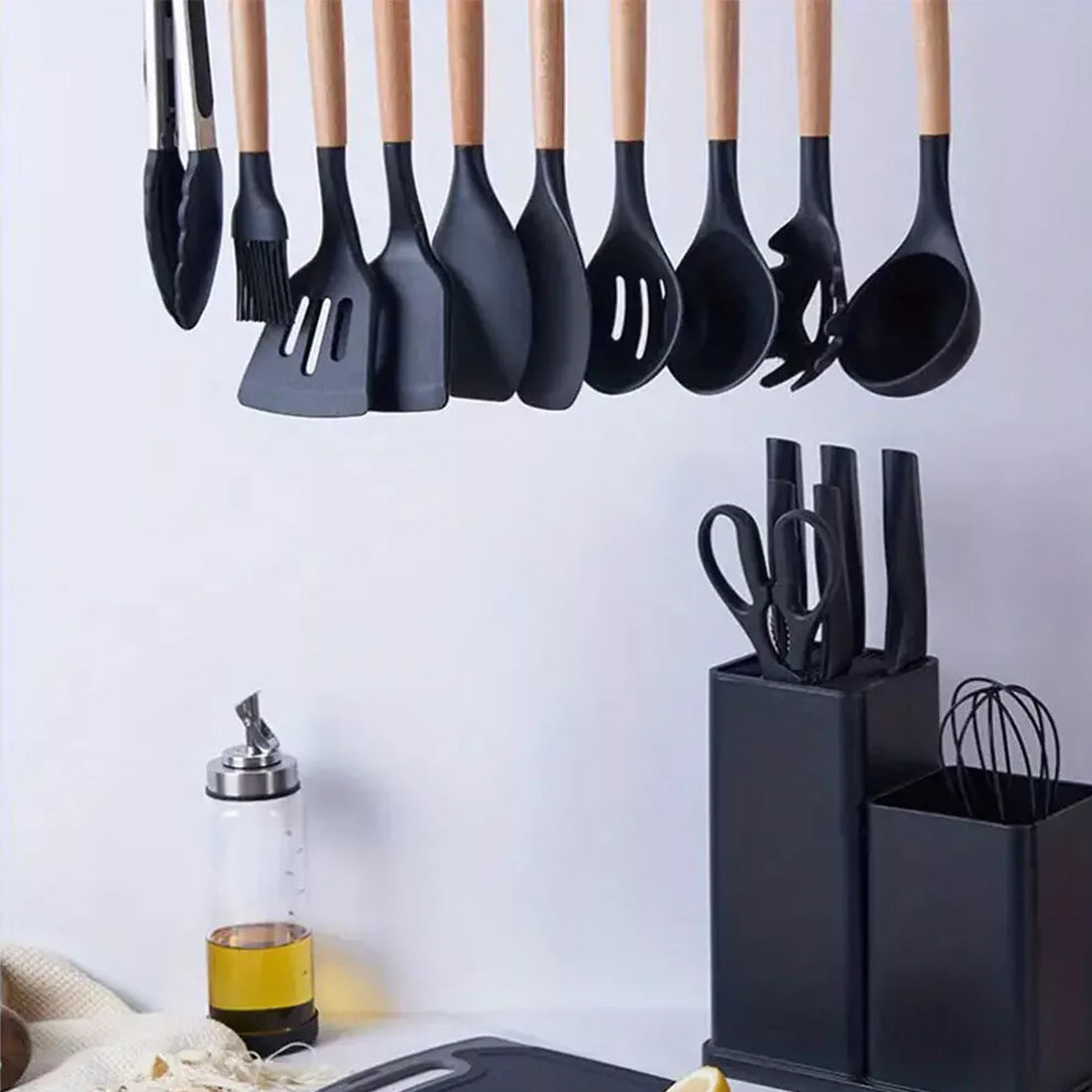 Non-Stick Silicone Kitchen Black Utensil Set