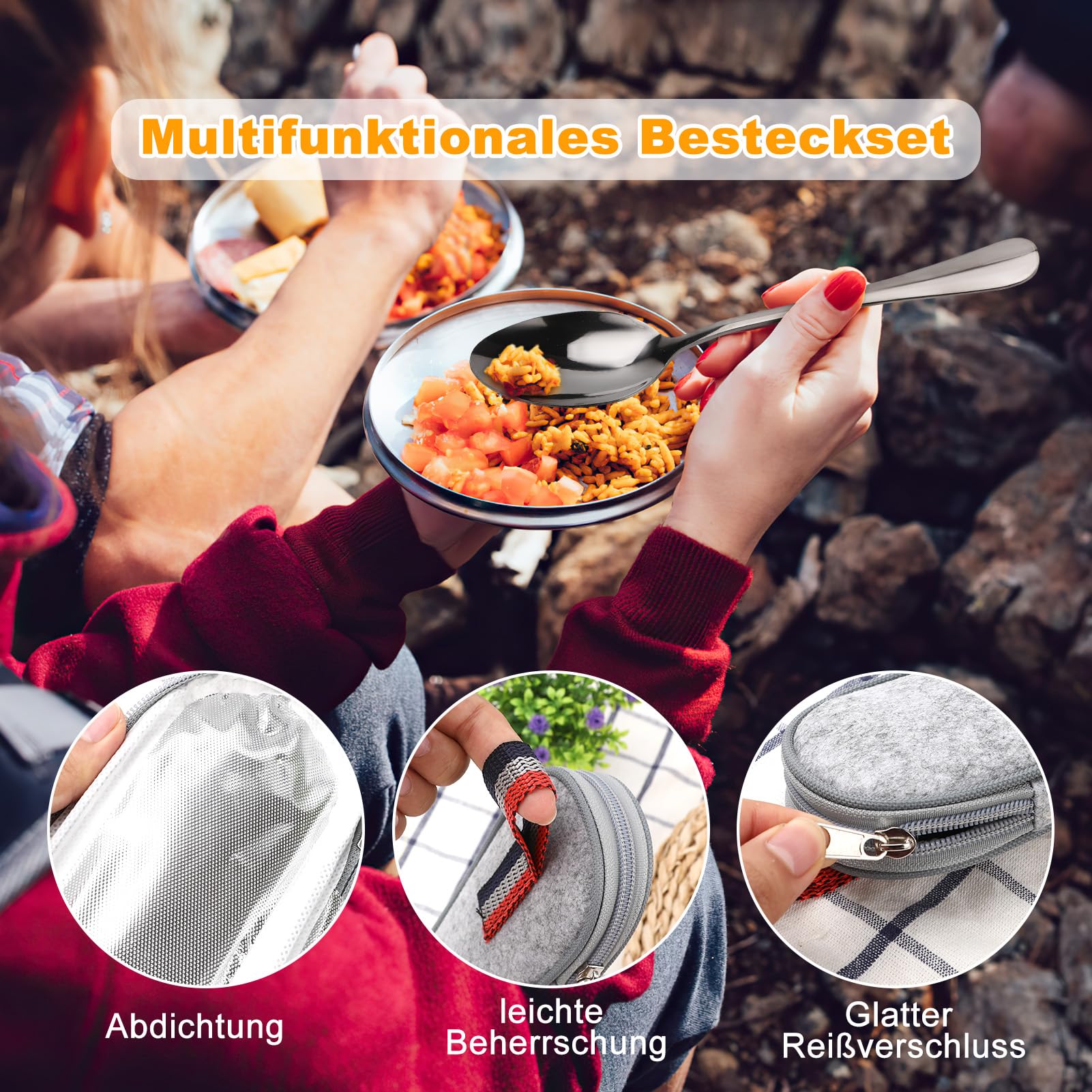 Camping Cutlery Set 9-Piece Stainless Steel Travel Set