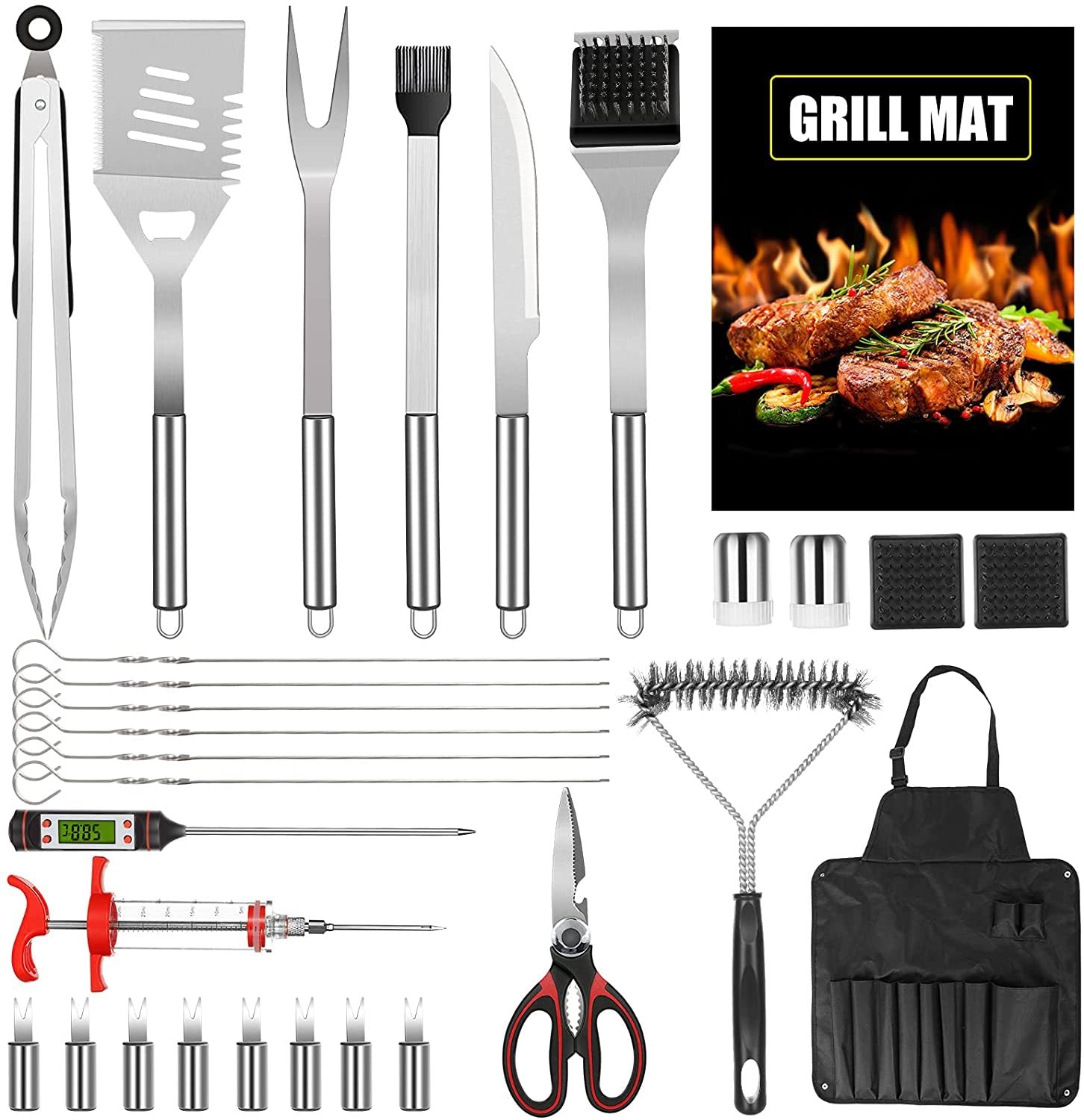 Portable Stainless Steel BBQ Tool Set with Spatula
