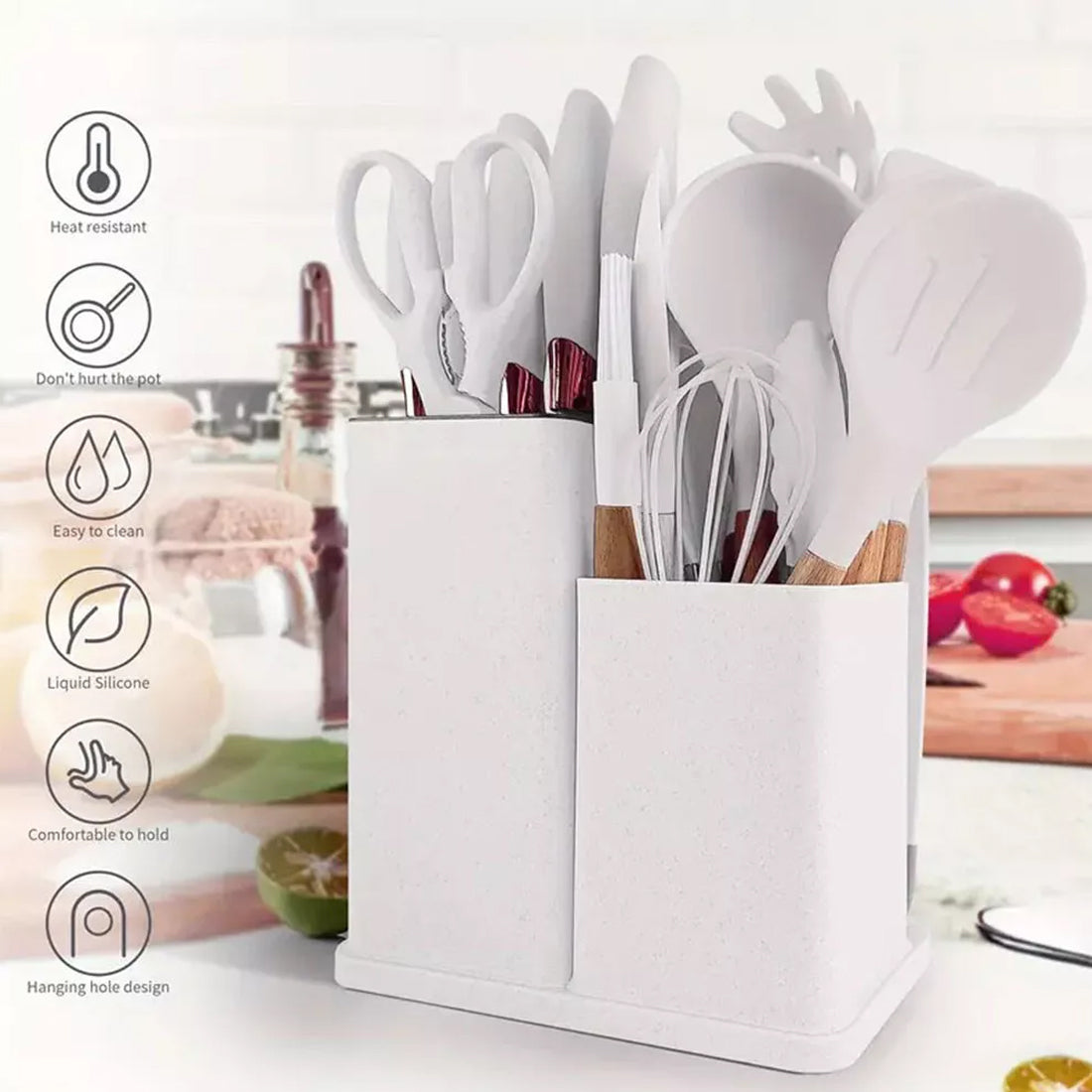 Non-Stick Silicone White Kitchen Utensil Set