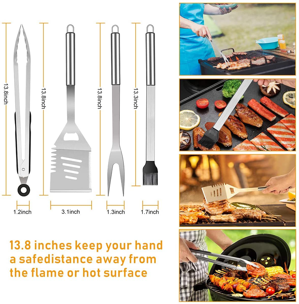 Portable Stainless Steel BBQ Tool Set with Spatula