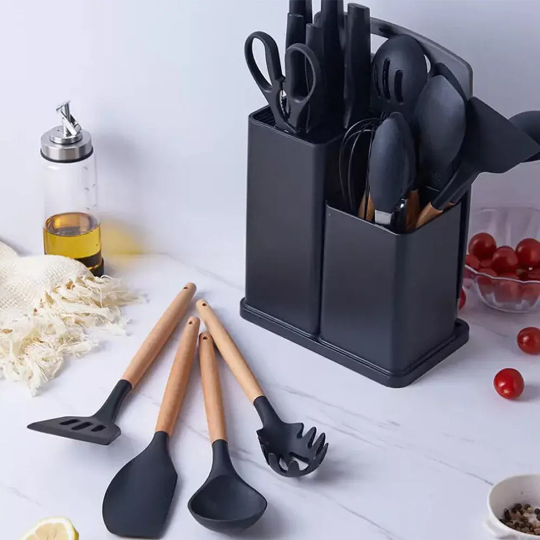 Non-Stick Silicone Kitchen Black Utensil Set